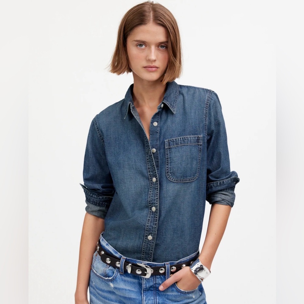 Madewell Denim Tuckable Button-Up Denim Shirt Size XS